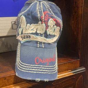 Washed out denim Puerto Rico hat by Robin Ruth